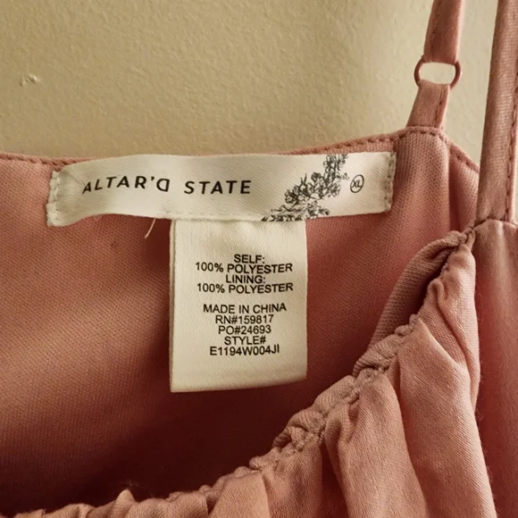 Altar'd State Spaghetti Adj Straps Cocktail Prom Dress XL (jrs) Soft Pink NWOT - Picture 4 of 4